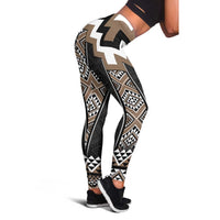 Brown Taniko Aotearoa Leggings Niho Taniwha Mix Poutama LT14