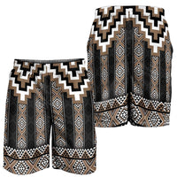Brown Taniko Aotearoa Shorts for Men Niho Taniwha Mix Poutama LT14