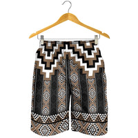 Brown Taniko Aotearoa Shorts for Men Niho Taniwha Mix Poutama LT14