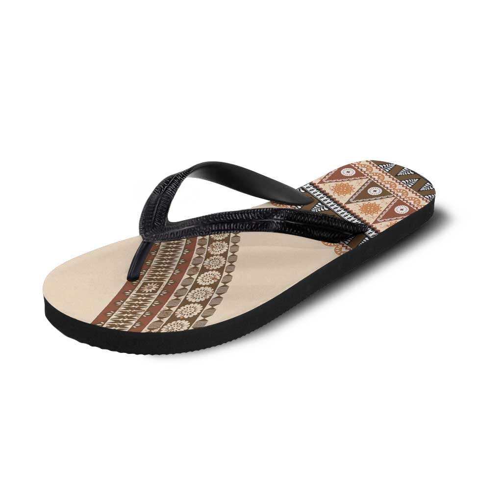 Bula Fiji Flip Flops 2025 Pasifika Traditional Fijian Masi - Polynesian Pride