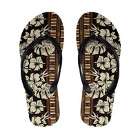 Bula Fiji Masi Flip Flops Tapa Tropical Hibiscus Half Stylized - Polynesian Pride