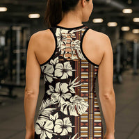 Bula Fiji Masi Hollow Tank Top Tapa Tropical Hibiscus Half Stylized - Polynesian Pride