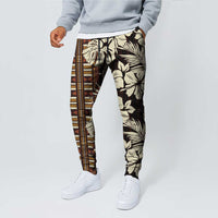 Bula Fiji Masi Jogger Pants Tapa Tropical Hibiscus Half Stylized - Polynesian Pride