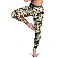 Bula Fiji Masi Leggings Tapa Tropical Hibiscus Half Stylized - Polynesian Pride