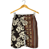 Bula Fiji Masi Shorts for Men Tapa Tropical Hibiscus Half Stylized - Polynesian Pride
