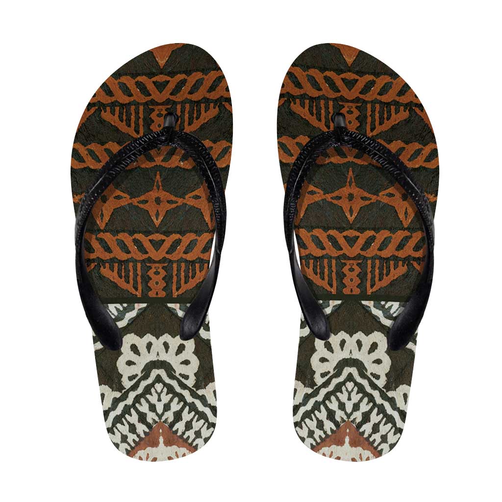 Bula Fiji Tapa Flip Flops Fijian Masi Vintage Vibes - Polynesian Pride
