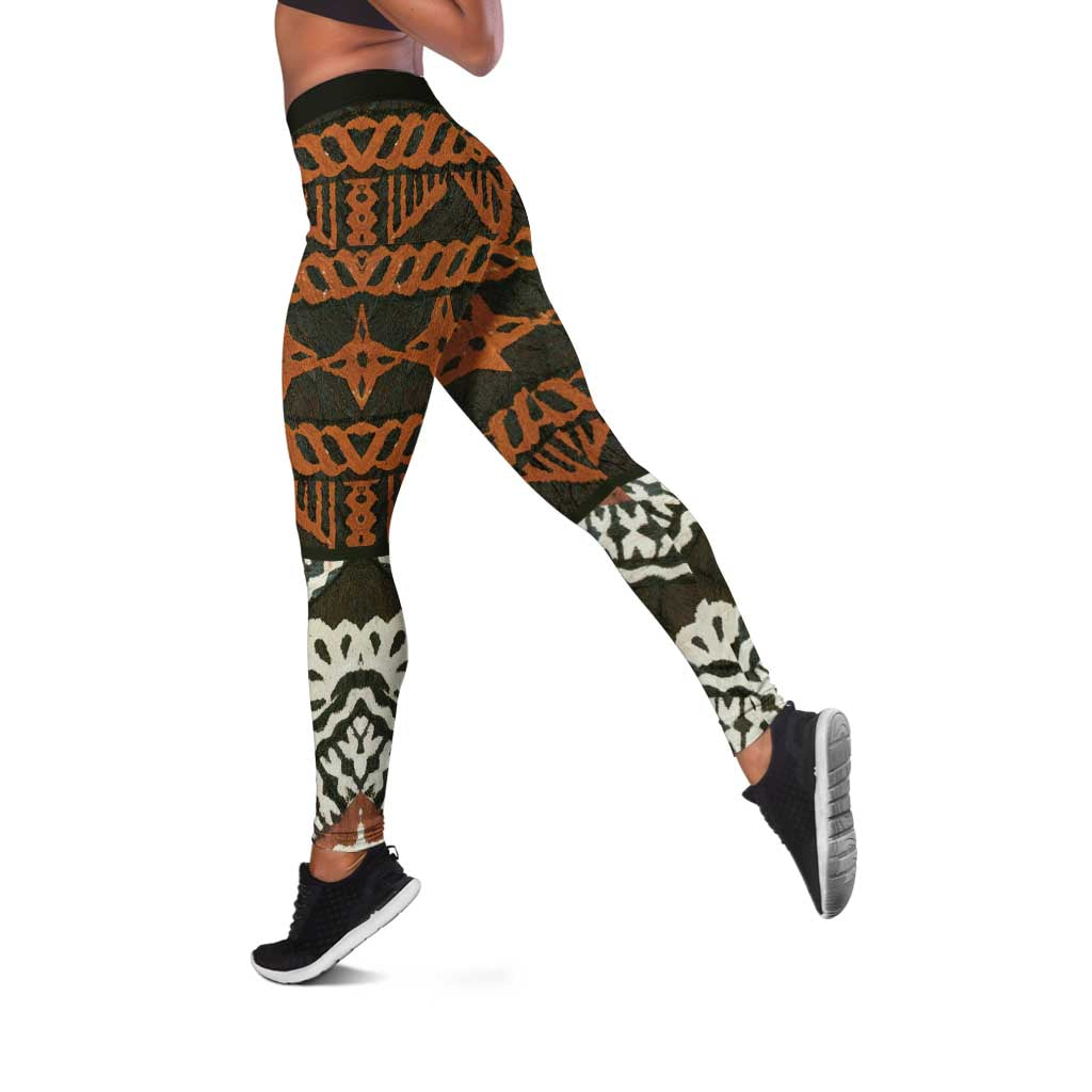 Bula Fiji Tapa Leggings Fijian Masi Vintage Vibes - Polynesian Pride