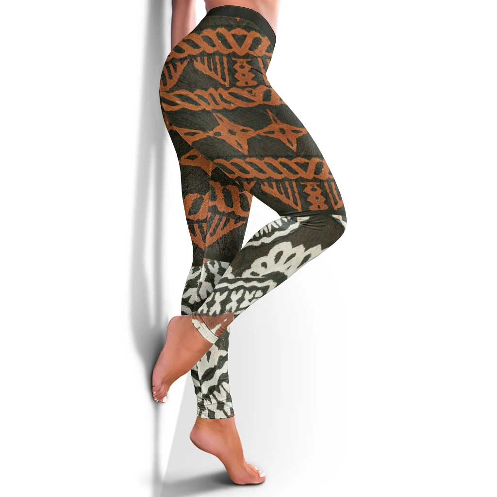 Bula Fiji Tapa Leggings Fijian Masi Vintage Vibes - Polynesian Pride