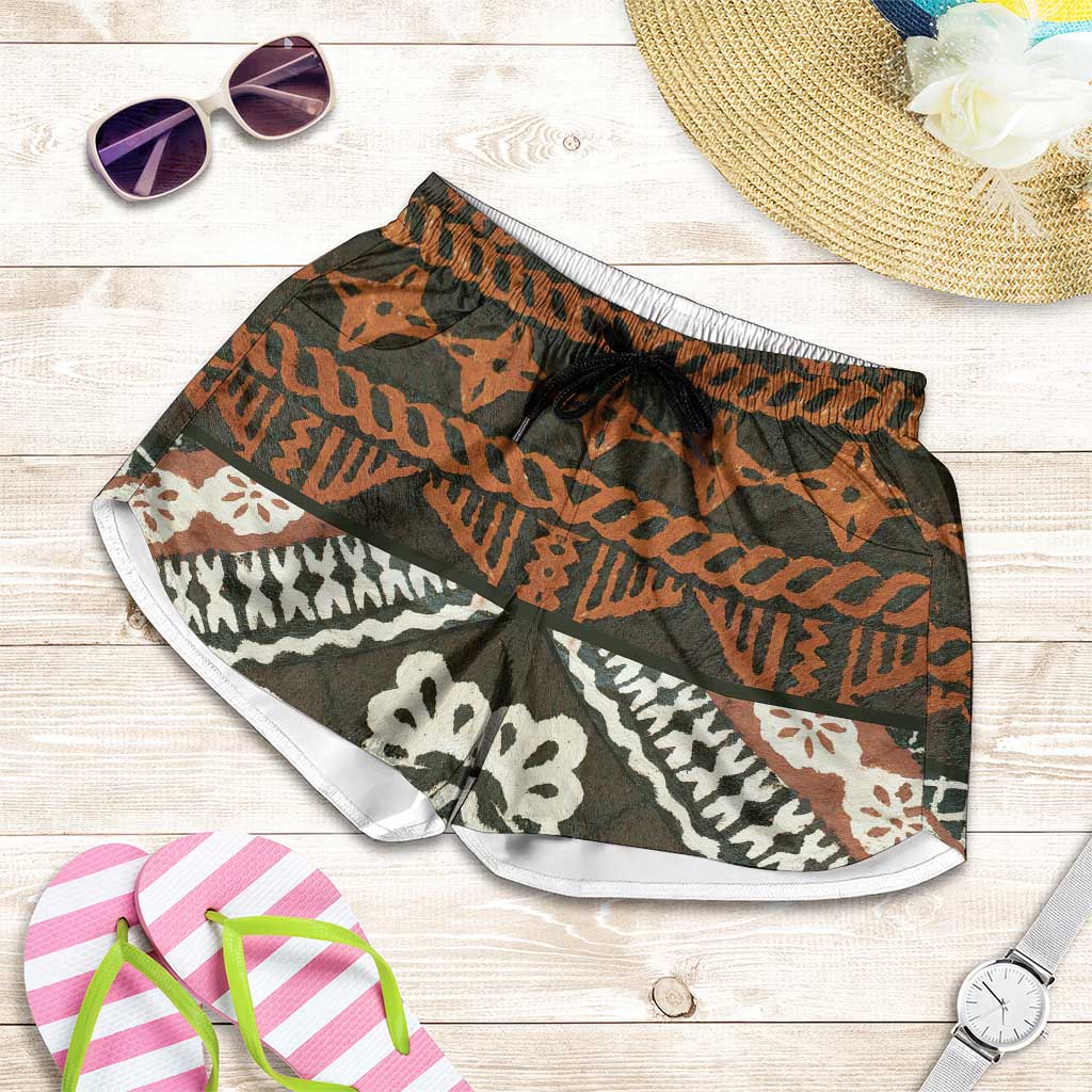 Bula Fiji Tapa Shorts for Women Fijian Masi Vintage Vibes - Polynesian Pride