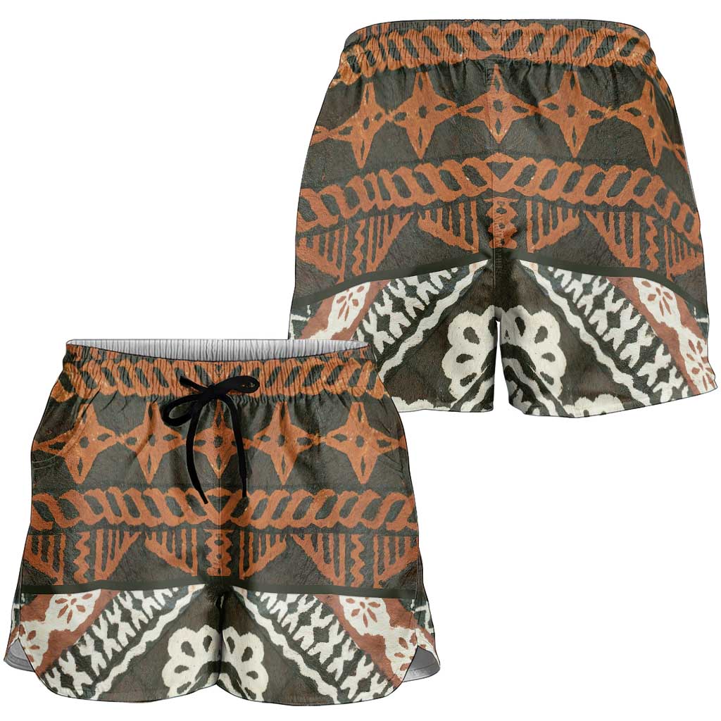 Bula Fiji Tapa Shorts for Women Fijian Masi Vintage Vibes - Polynesian Pride