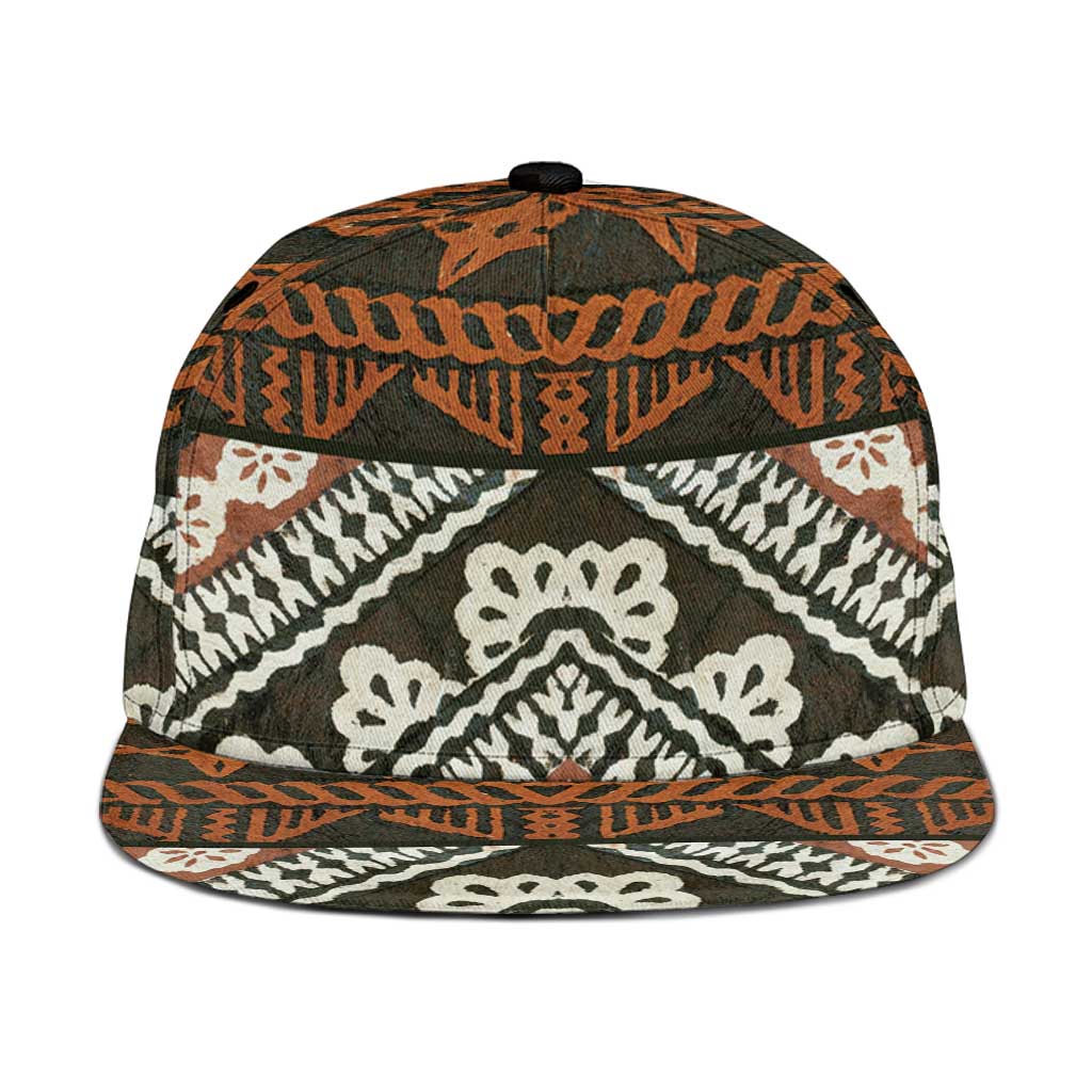 Bula Fiji Tapa Snapback Cap Fijian Masi Vintage Vibes - Polynesian Pride
