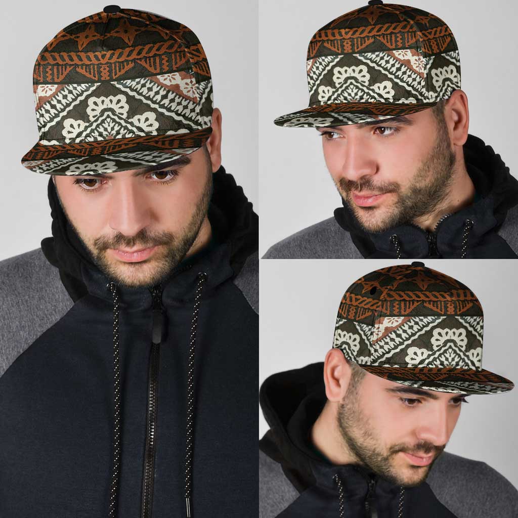Bula Fiji Tapa Snapback Cap Fijian Masi Vintage Vibes - Polynesian Pride
