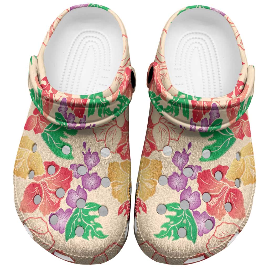 Colorful Aloha Hawaii Hibiscus Orchid Seamless Clogs Shoes