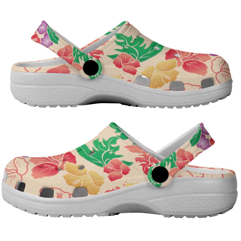 Colorful Aloha Hawaii Hibiscus Orchid Seamless Clogs Shoes