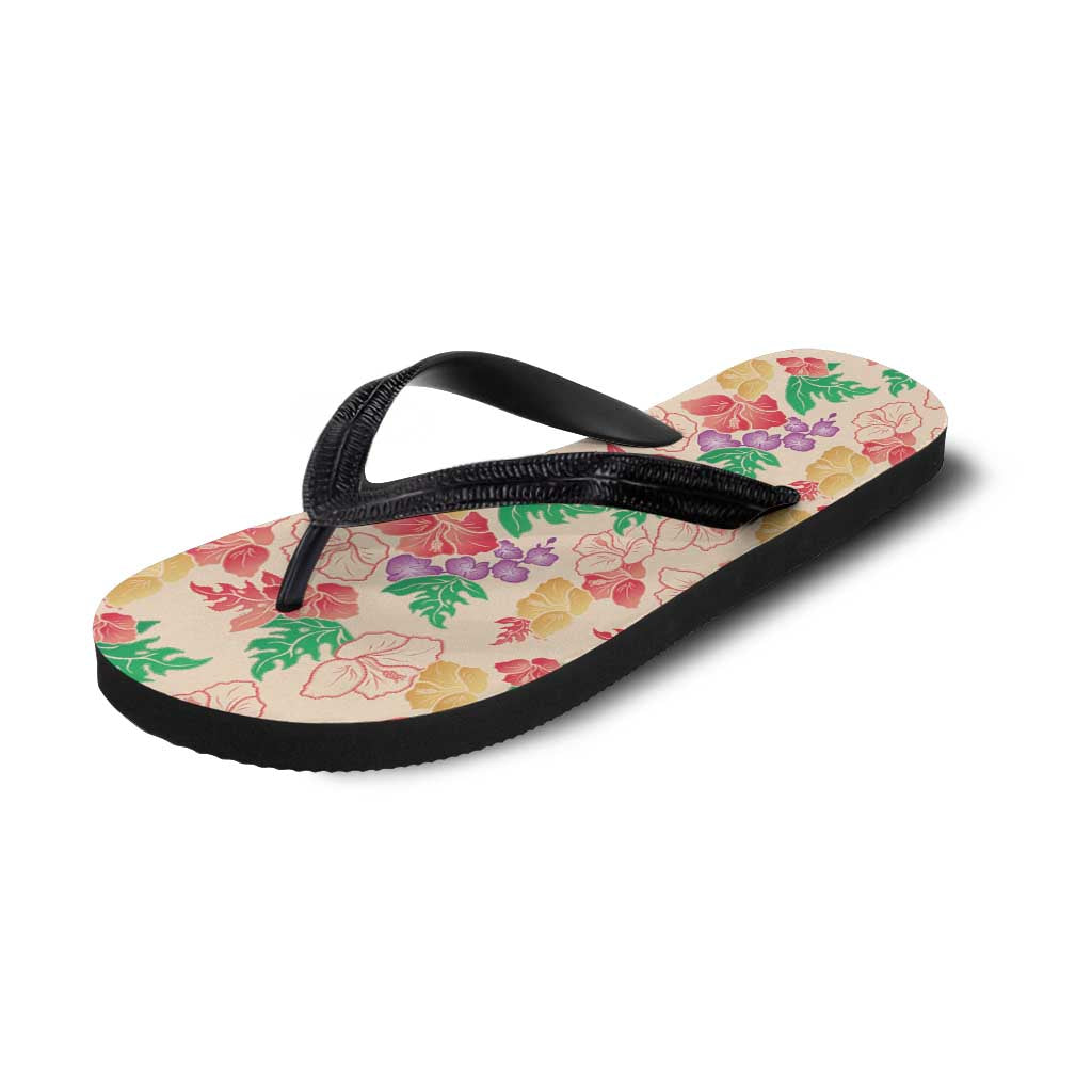 Colorful Aloha Hawaii Hibiscus Orchid Seamless Flip Flops
