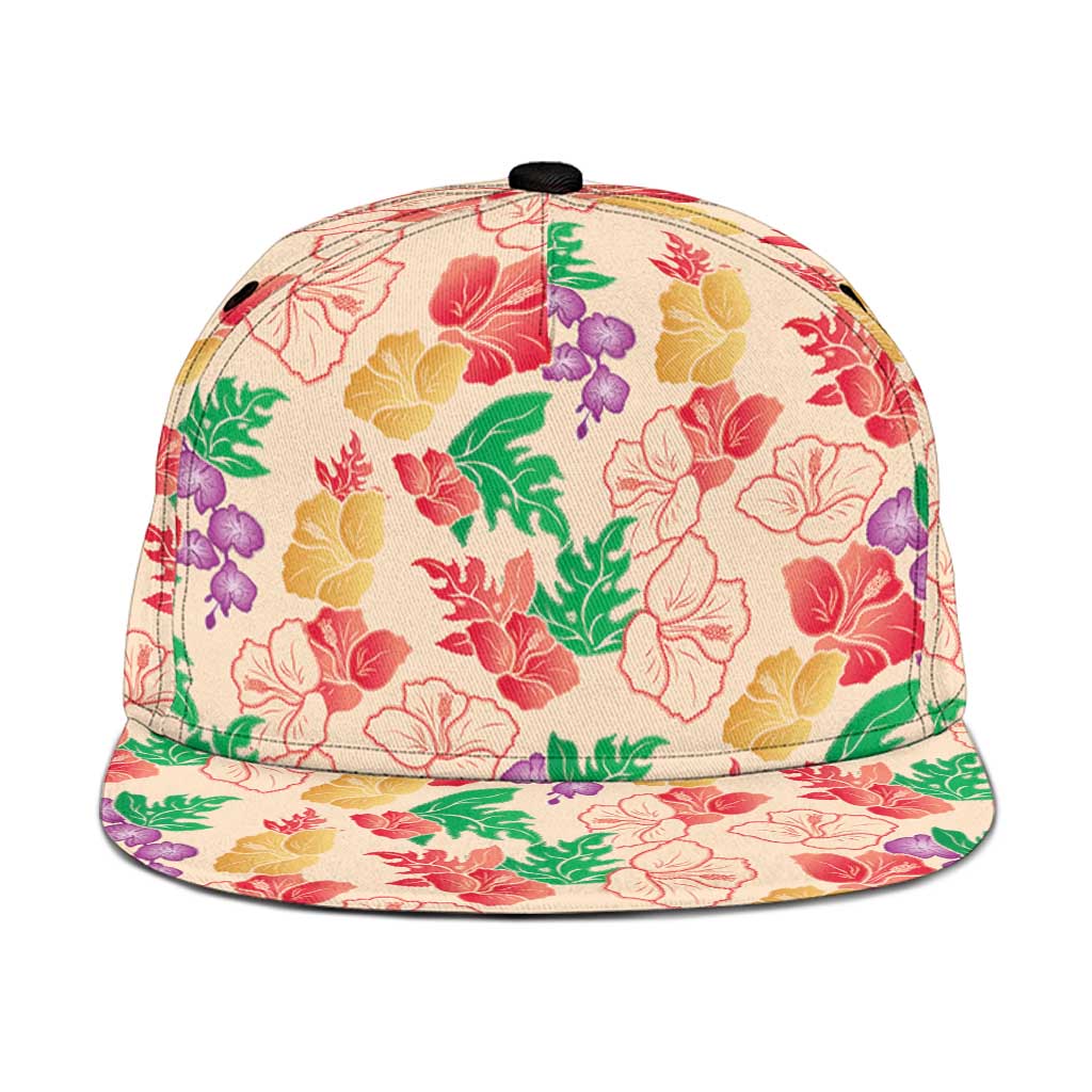 Colorful Aloha Hawaii Hibiscus Orchid Seamless Snapback Cap