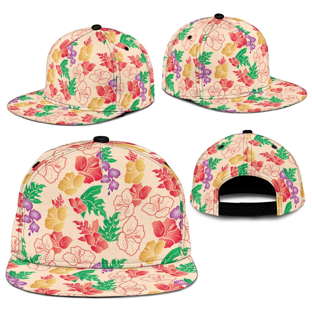Colorful Aloha Hawaii Hibiscus Orchid Seamless Snapback Cap