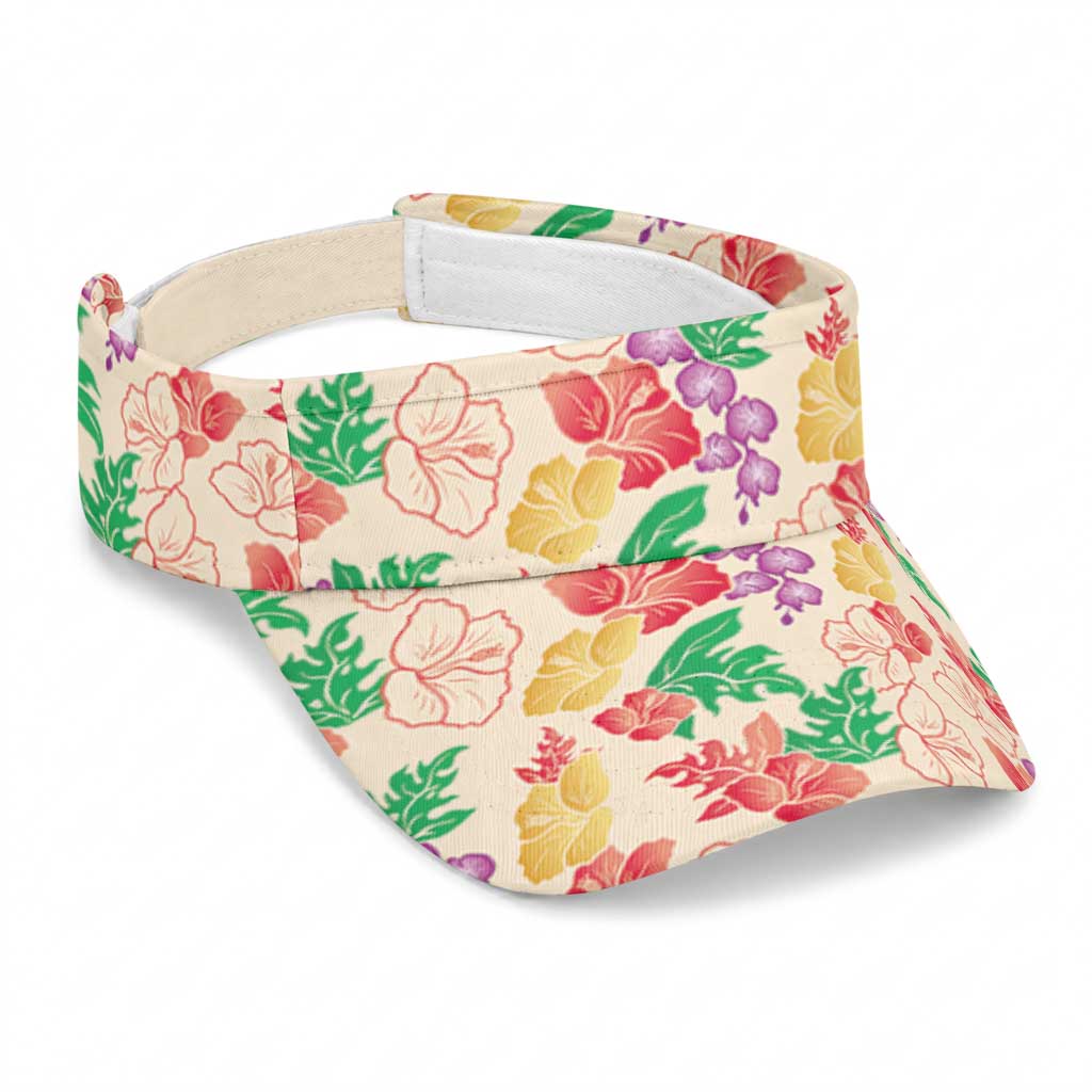 Colorful Aloha Hawaii Hibiscus Orchid Seamless Sun Visor Cap