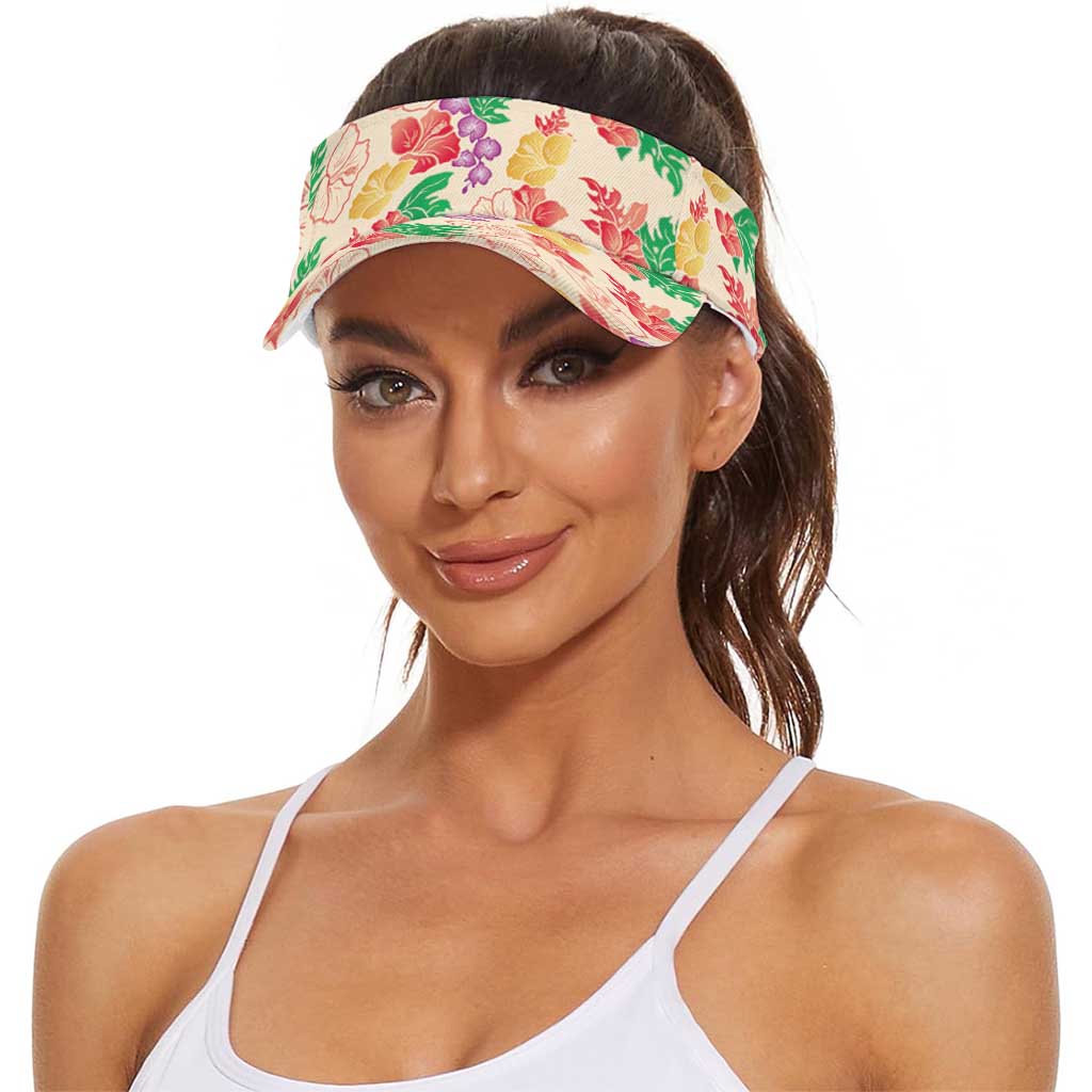 Colorful Aloha Hawaii Hibiscus Orchid Seamless Sun Visor Cap