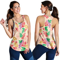 Colorful Aloha Hawaii Hibiscus Orchid Seamless Women Racerback Tank