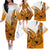 Orange Hawaii Family Matching Outfits Off Shoulder Long Sleeve Dress And Hawaiian Shirt Polynesian Shark Tattoo LT14 - Polynesian Pride