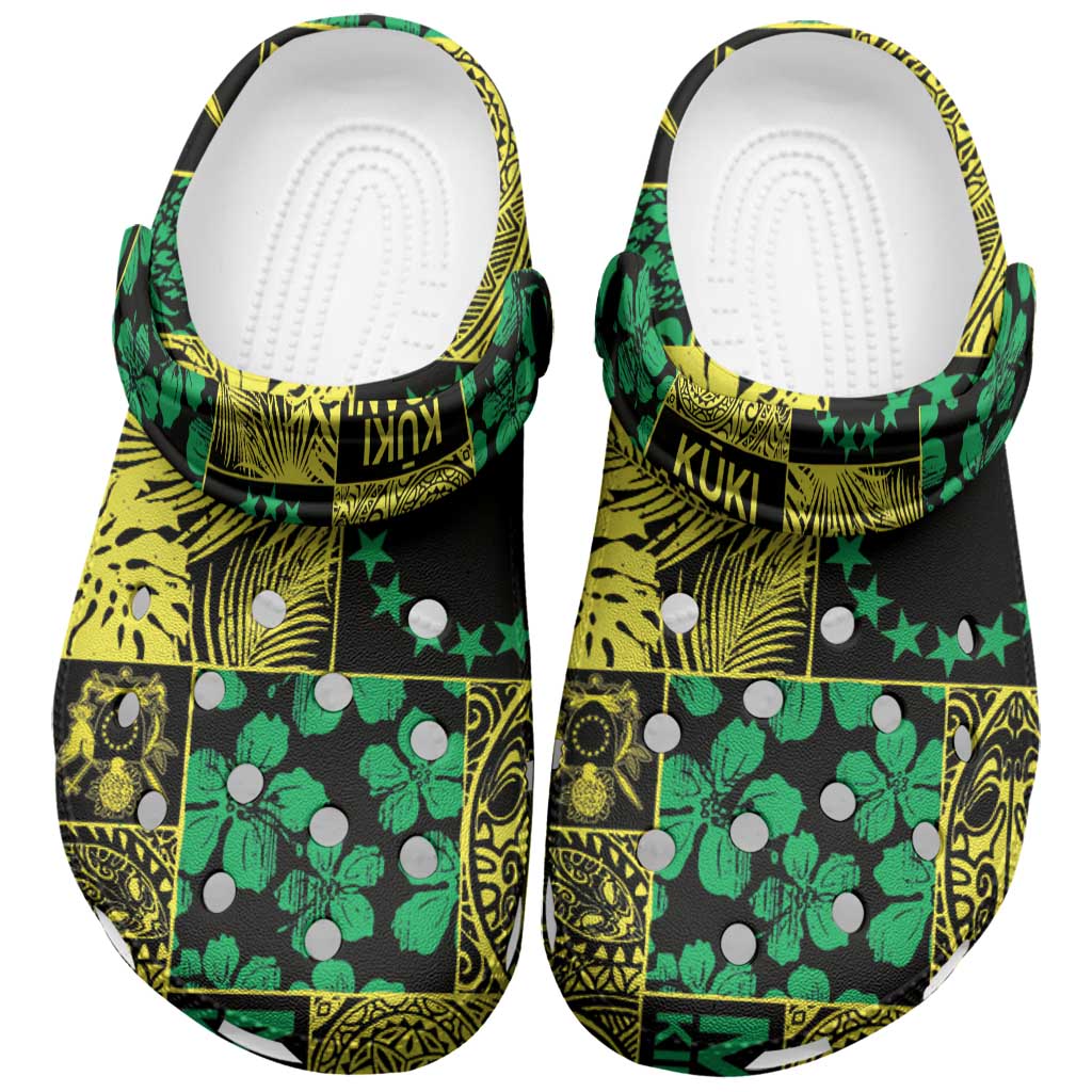 Cook Islands Mere Kiritimiti Clogs Shoes Pacific Patchwork Xmas Vibes - Polynesian Pride