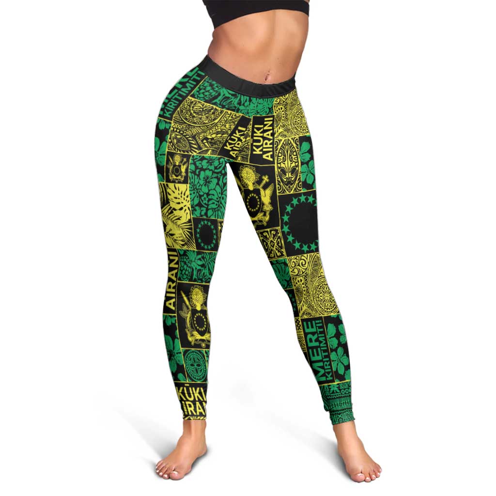 Cook Islands Mere Kiritimiti Leggings Pacific Patchwork Xmas Vibes - Polynesian Pride