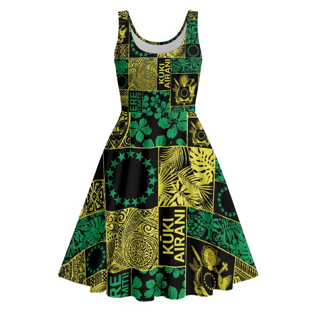 Cook Islands Mere Kiritimiti Midi Dress Pacific Patchwork Xmas Vibes - Polynesian Pride