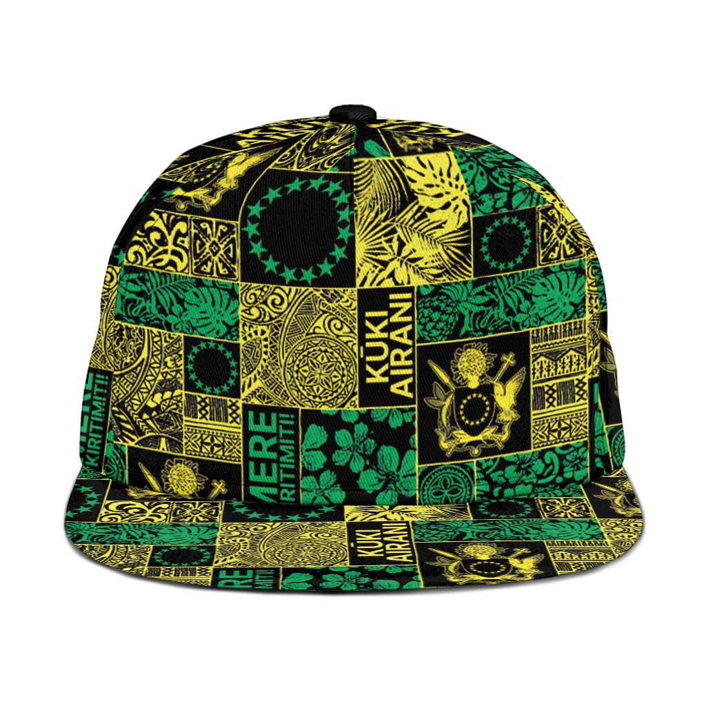 Cook Islands Mere Kiritimiti Snapback Cap Pacific Patchwork Xmas Vibes - Polynesian Pride