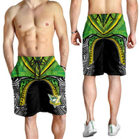 Cook Islands Rugby League Shorts for Men Polynesian and Tatau Tribal Art - Black Color