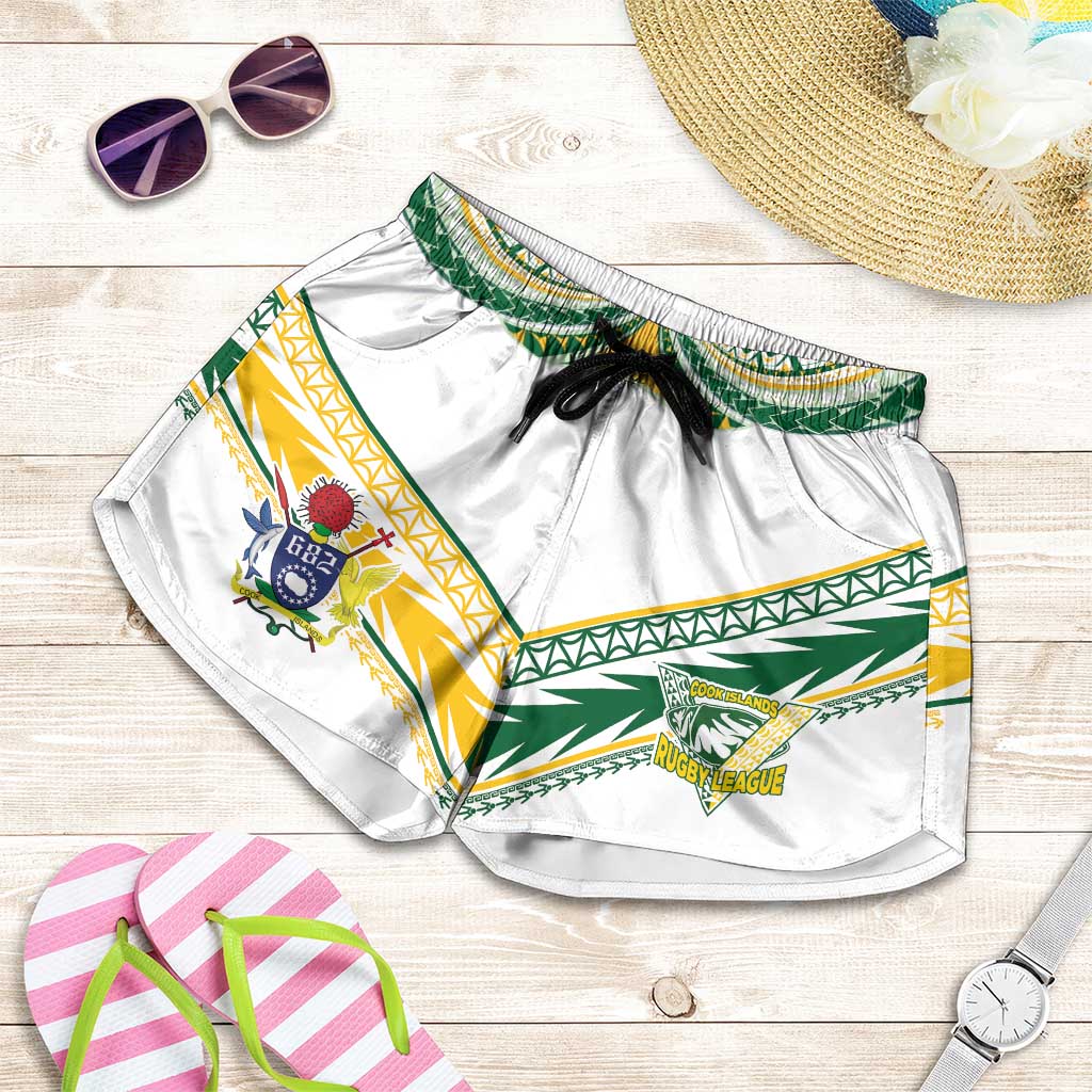 Cook Islands Rugby Shorts for Women Six Eight Two to The World - Tatau Tribal Motif