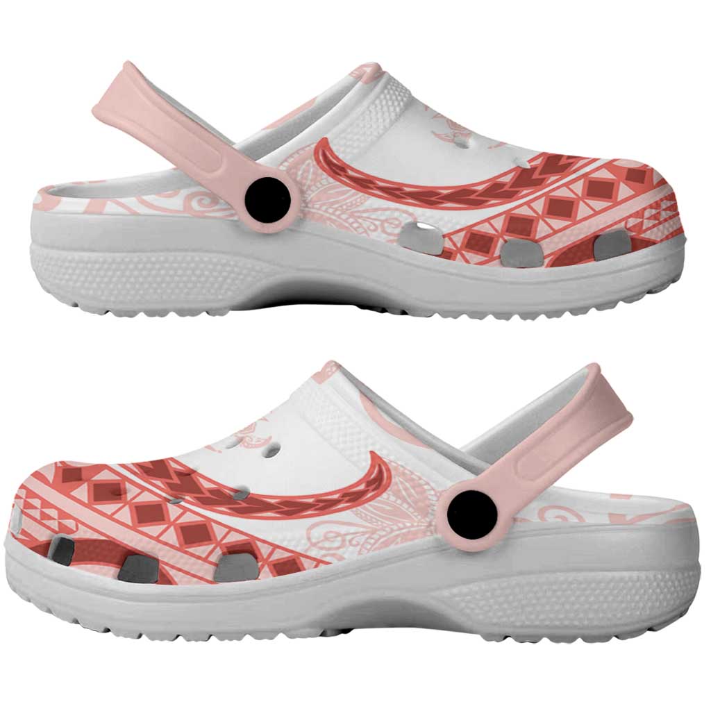 Coral Red Polynesian Tribal Turtle Floral Pattern Clogs Shoes - Polynesian Pride