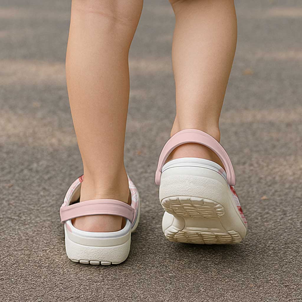 Coral Red Polynesian Tribal Turtle Floral Pattern Clogs Shoes - Polynesian Pride