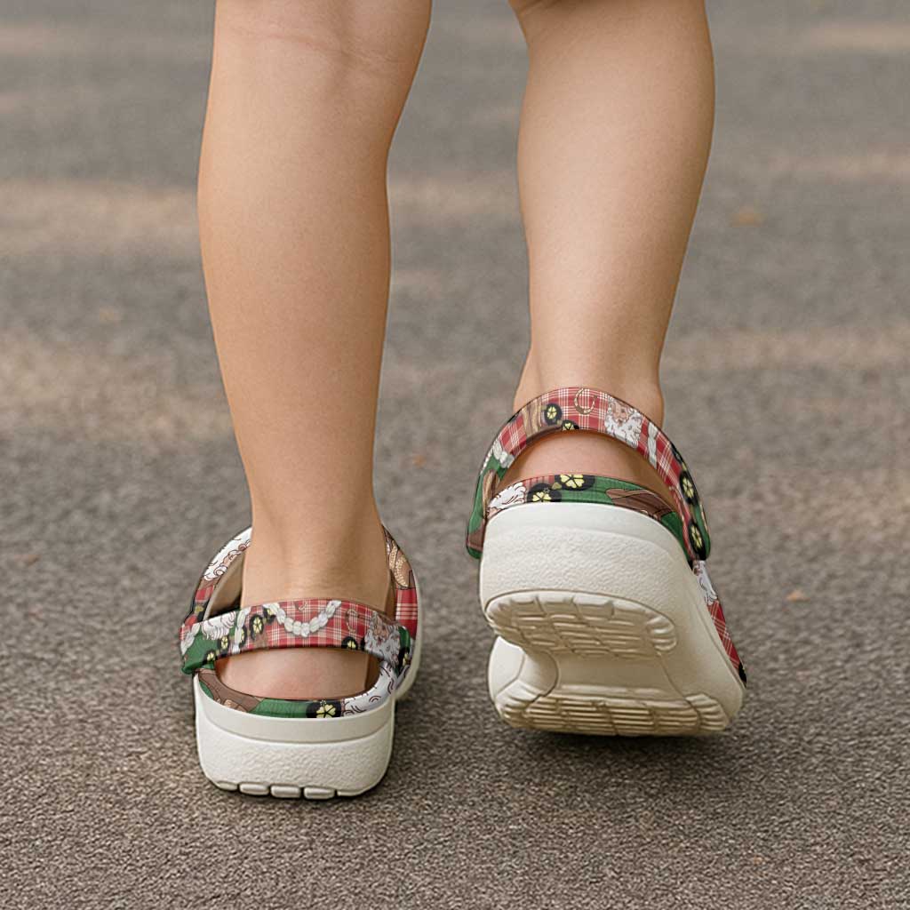 Cowboy Hawaii Mele Kalikimaka Clogs Shoes Paniolo Kukui Nut Pikake Lei Red Version - Polynesian Pride