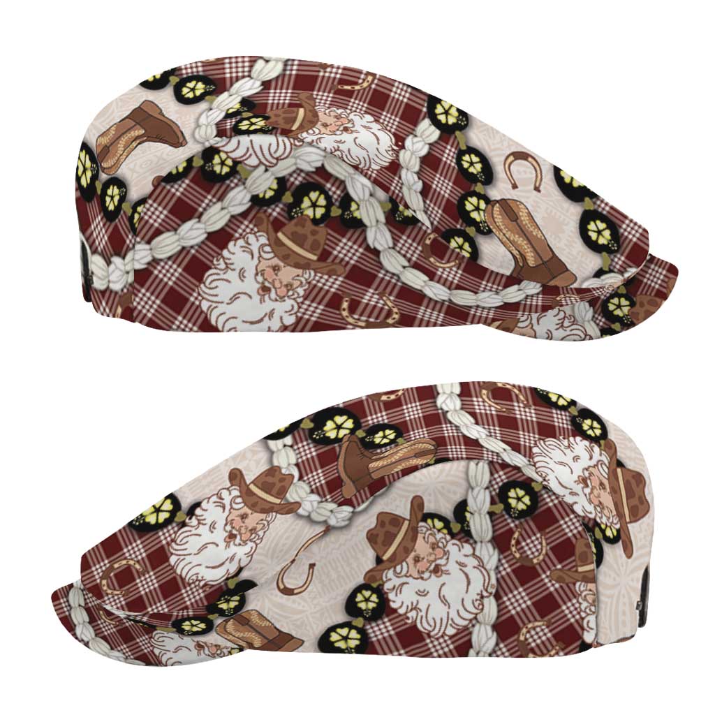 Cowboy Hawaii Mele Kalikimaka Jeff Hat Paniolo Kukui Nut Pikake Lei Burgundy Version - Polynesian Pride