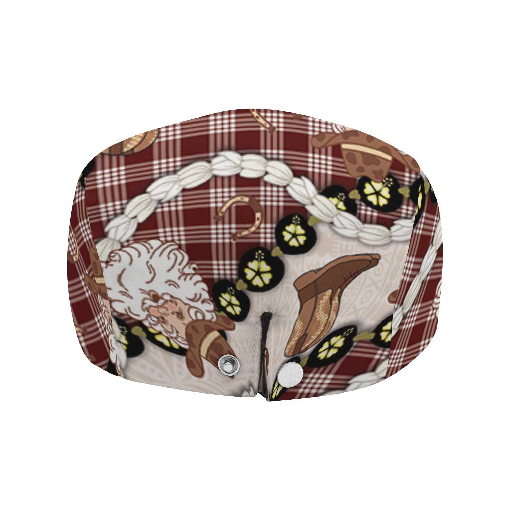 Cowboy Hawaii Mele Kalikimaka Jeff Hat Paniolo Kukui Nut Pikake Lei Burgundy Version - Polynesian Pride