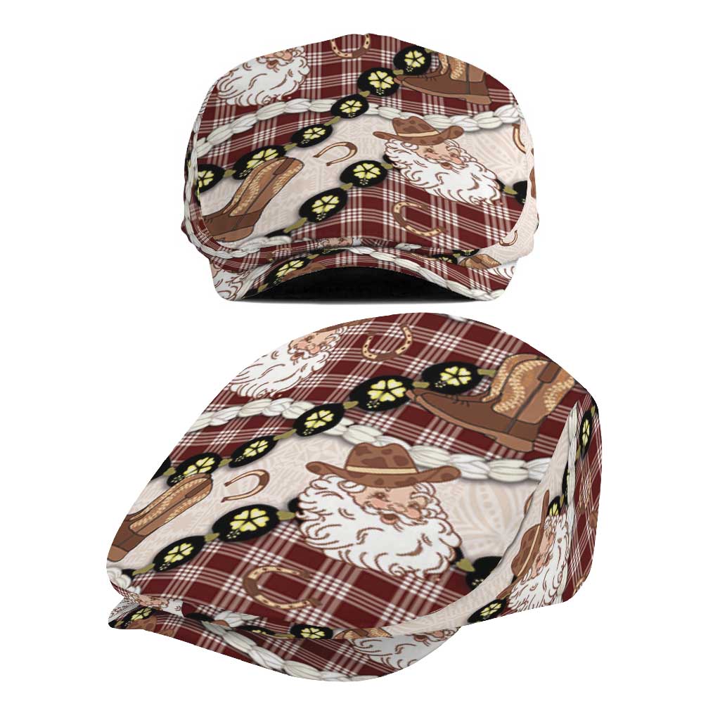 Cowboy Hawaii Mele Kalikimaka Jeff Hat Paniolo Kukui Nut Pikake Lei Burgundy Version - Polynesian Pride