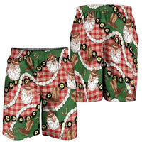 Cowboy Hawaii Mele Kalikimaka Shorts for Men Paniolo Kukui Nut Pikake Lei Red Version - Polynesian Pride