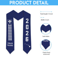 Custom Aloha Hawaii Graduation Stole Kakau Pattern Blue Version