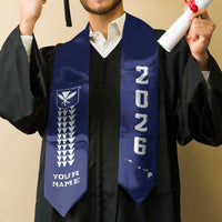 Custom Aloha Hawaii Graduation Stole Kakau Pattern Blue Version