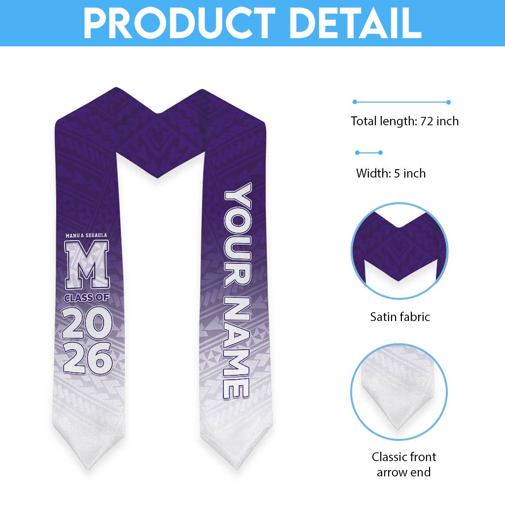 Custom American Samoa Graduation Stole Manua High School Polynesian Pattern