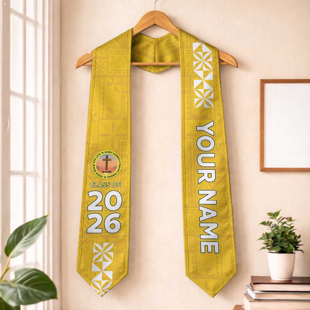 Custom Anastasis College Graduation Stole Tongan Ngatu Pattern