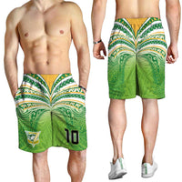Custom Cook Islands Rugby League Shorts for Men Tatau Tribal Motifs-Light Green Color - Polynesian Pride