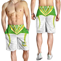 Custom Cook Islands Rugby Shorts for Men Tatau Art Sport Style White Color
