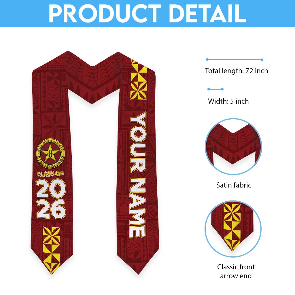 Custom Eua High School Graduation Stole Tongan Ngatu Pattern