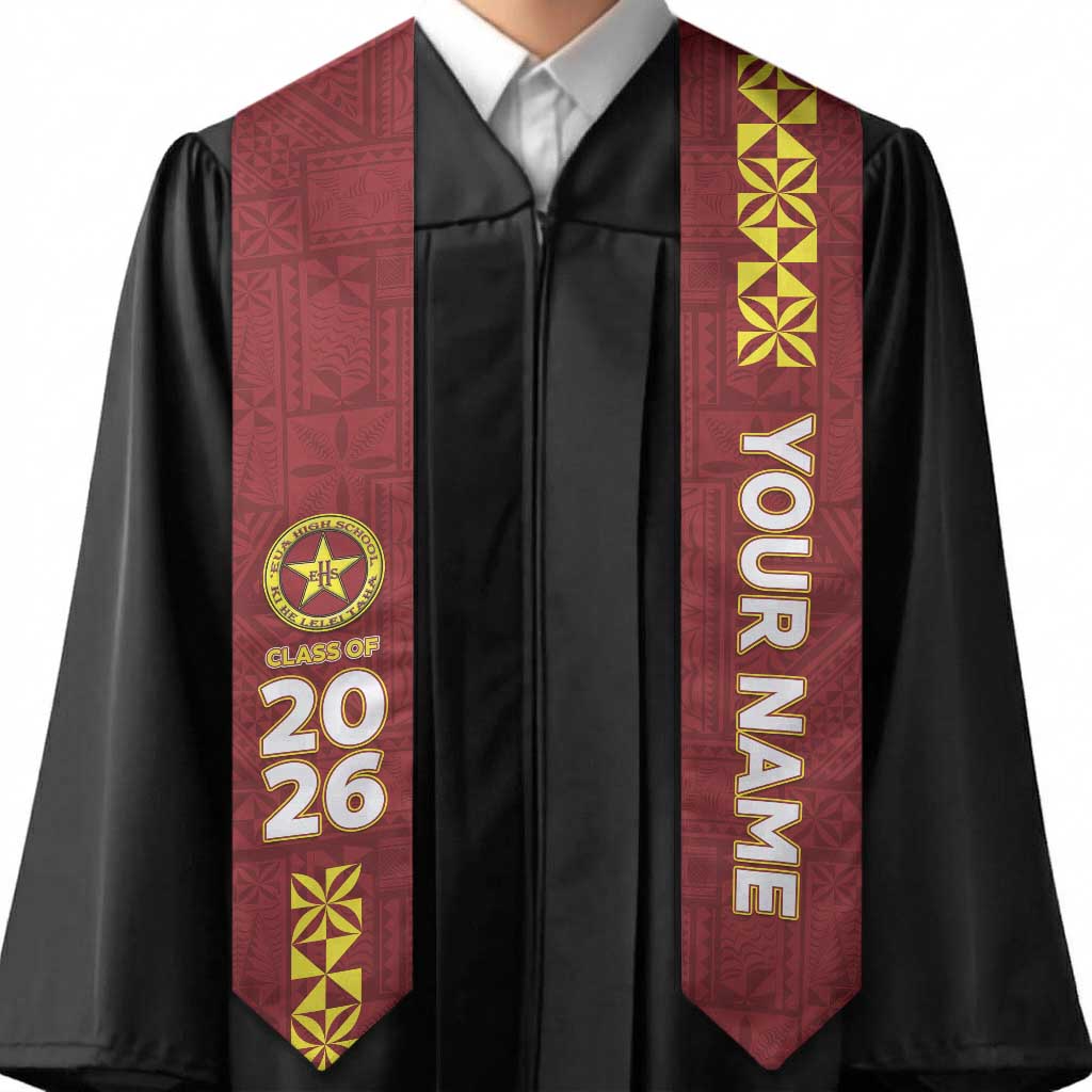 Custom Eua High School Graduation Stole Tongan Ngatu Pattern