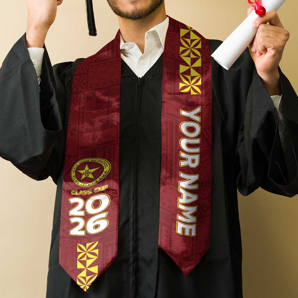 Custom Eua High School Graduation Stole Tongan Ngatu Pattern