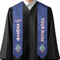 Custom Guam Graduation Stole Guaman Seal Blue Floral Design