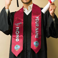 Custom Guam Graduation Stole Guaman Seal Red Floral Design