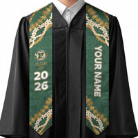 Custom Hana High And Elementary School Graduation Stole Tapa Pattern With Leis